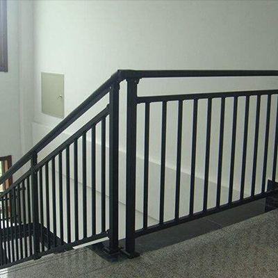 Black pipe stair railing