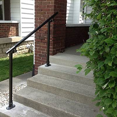 Black pipe stair railing