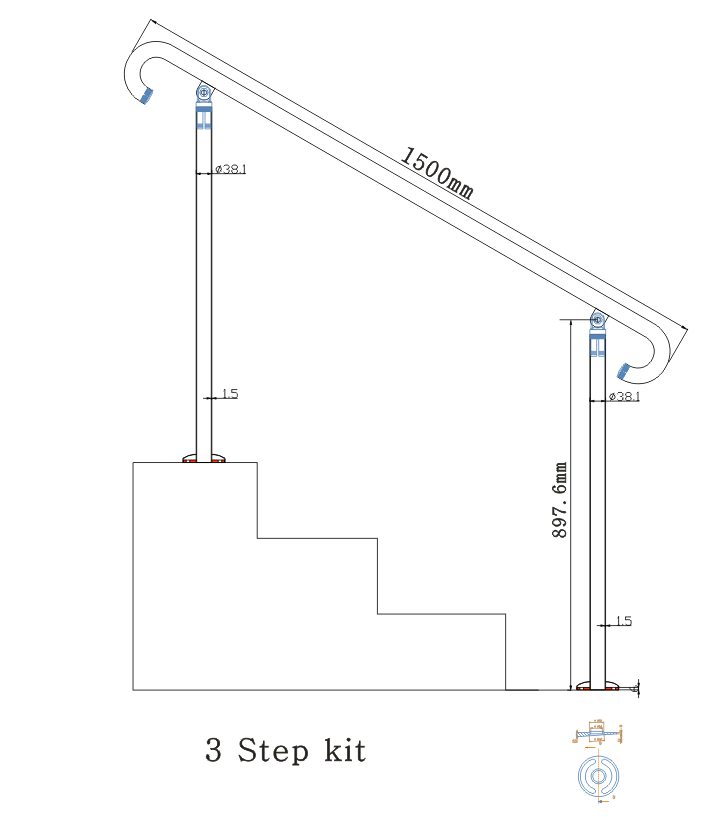 steel pipe removable handrails